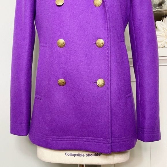 J. Crew Purple Wool Peacoat Classic Dress Coat 4 Small - Picture 5 of 10